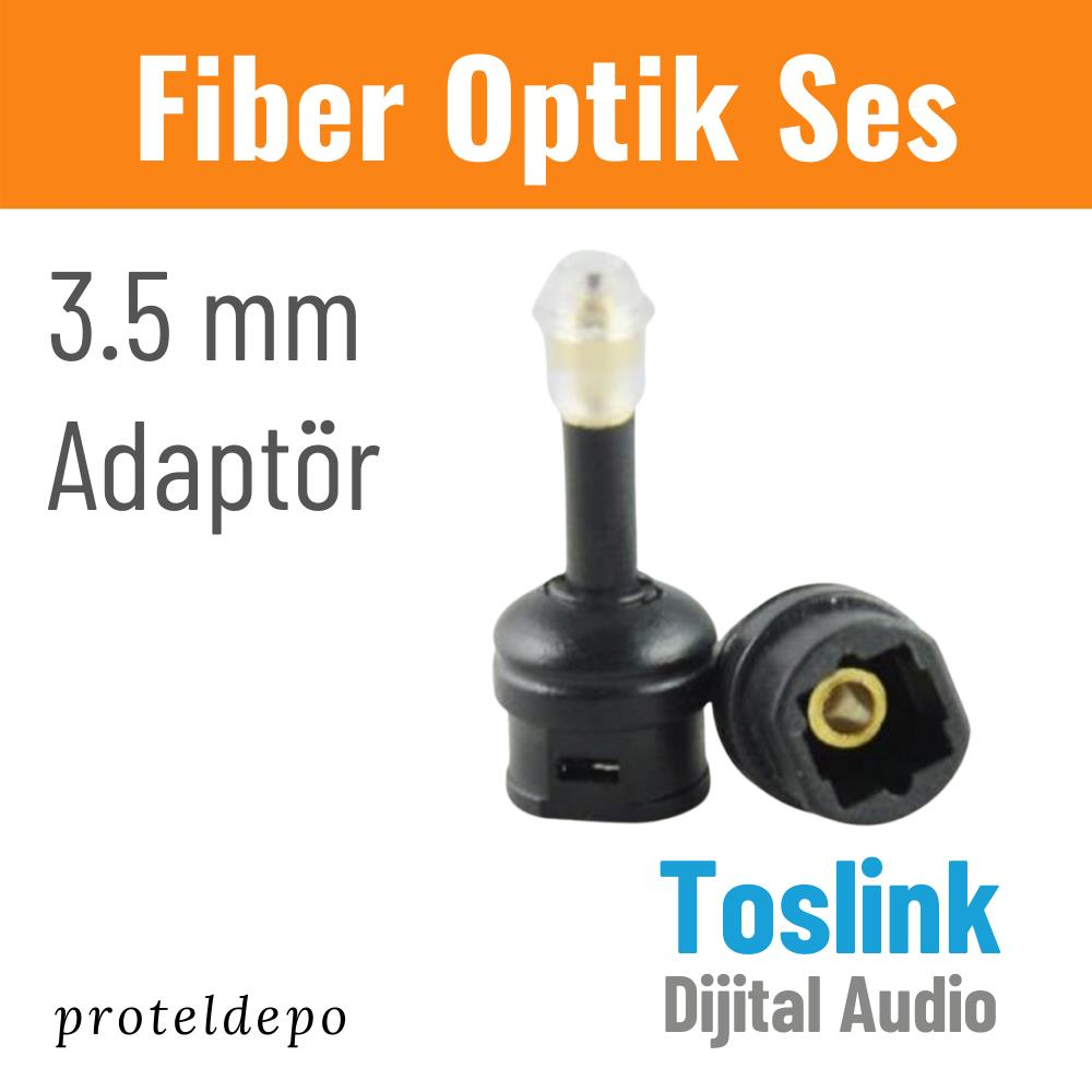 Toslink konnektörlü 3,5 mm optik ses adaptörü.