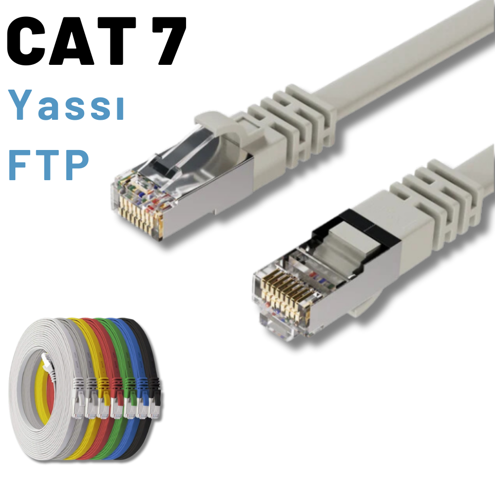 IRENIS CAT7 Yassı FTP Ethernet Network LAN Ağ Kablosu Beyaz