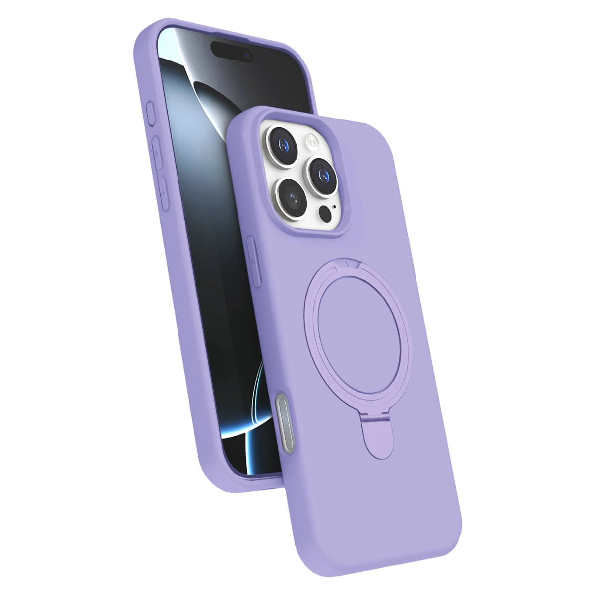 NEWFACE iPhone 16 Pro Uyumlu Regal Magsafe Standlı Kapak Telefon Kılıfı Lila