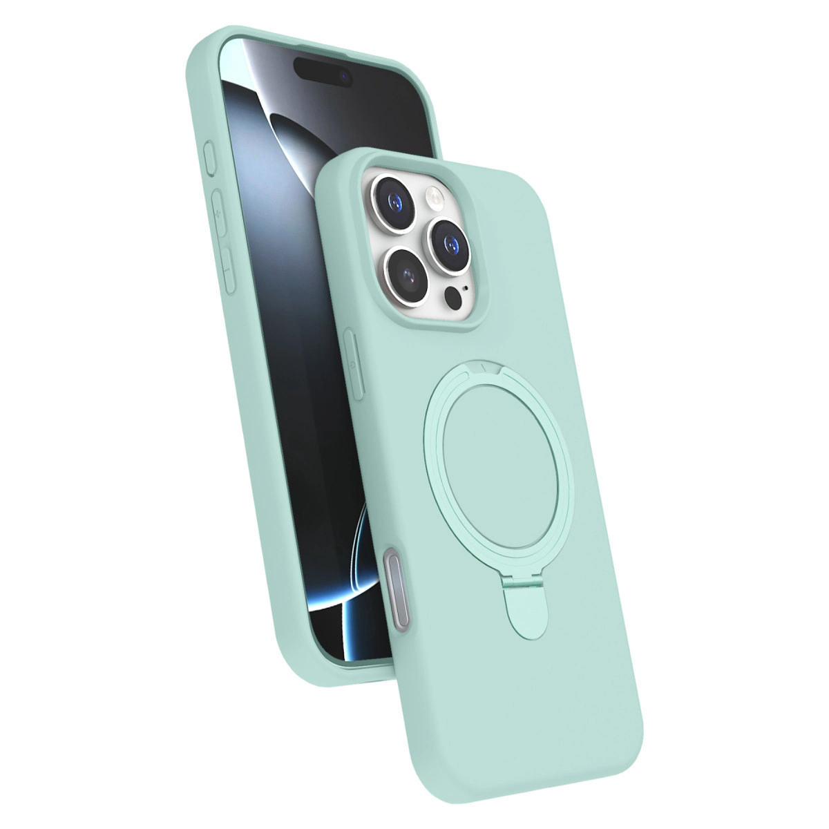 NEWFACE iPhone 16 Pro Max Uyumlu Regal Magsafe Standlı Kapak Telefon Kılıfı Su Yeşili