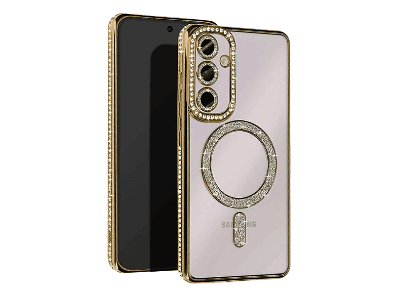 NEWFACE Samsung Galaxy A16 5G Uyumlu Joke Simli Magneticsafe Telefon Kılıfı Gold