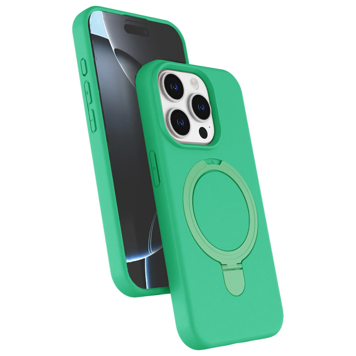 NEWFACE iPhone 15 Pro Max Uyumlu Regal Magsafe Standlı Kapak Telefon Kılıfı Yeşil