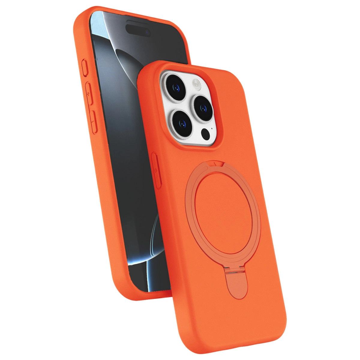 NEWFACE iPhone 14 Pro Max Uyumlu Regal Magsafe Standlı Kapak Telefon Kılıfı Turuncu