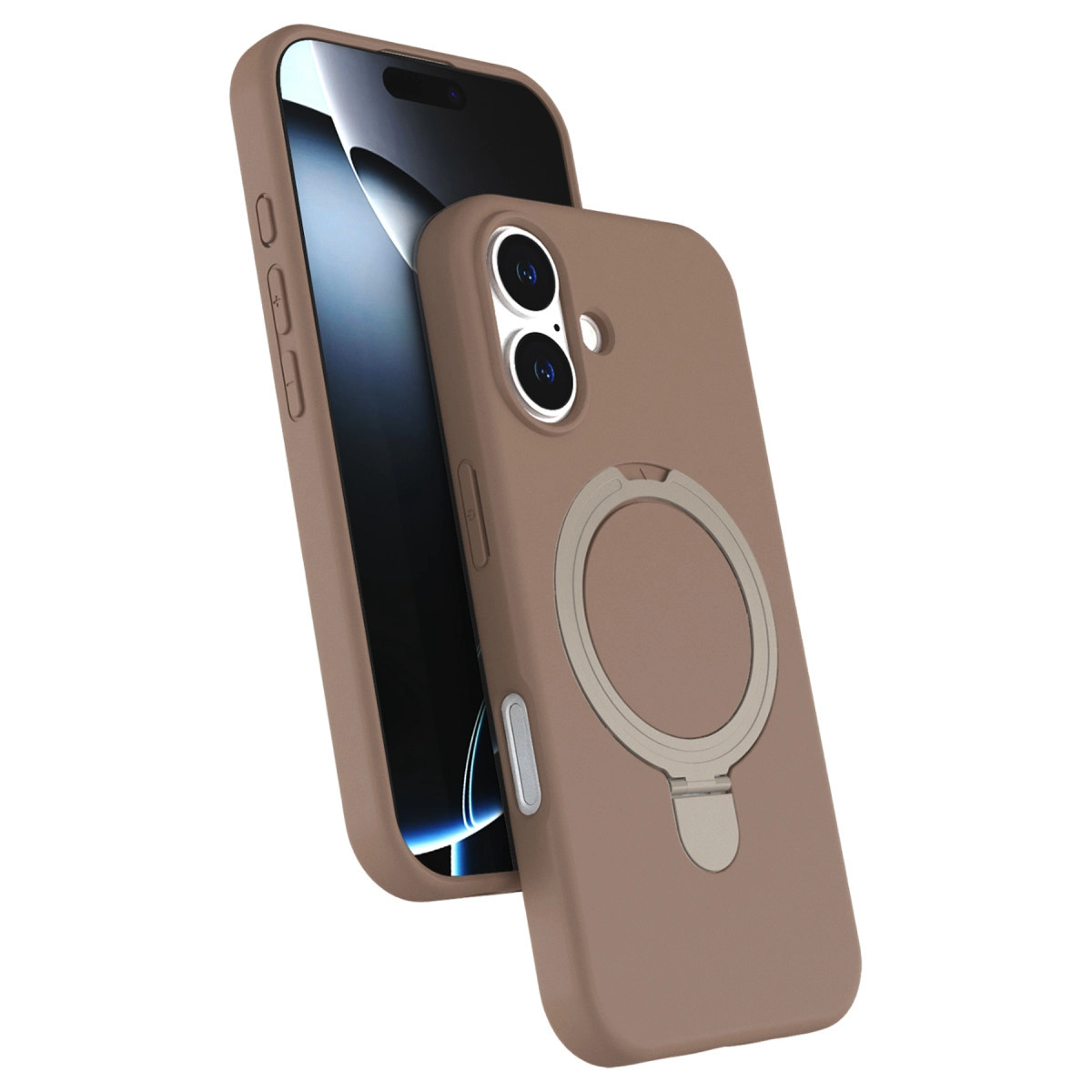 NEWFACE iPhone 16 Plus Uyumlu Regal Magsafe Standlı Kapak Telefon Kılıfı Çöl Titanyum
