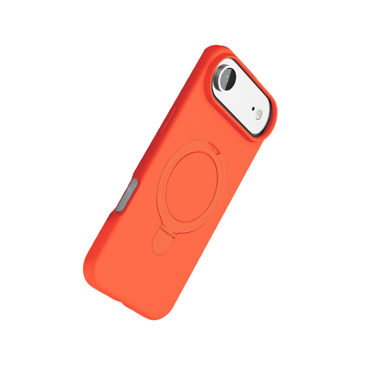 Halka tutuculu turuncu telefon kılıfı ve kamera kesiti.