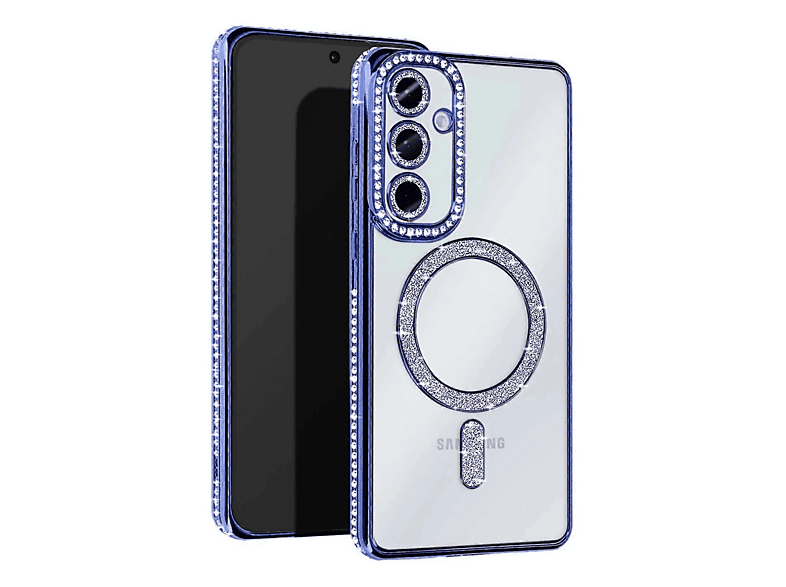 NEWFACE Samsung Galaxy A25 5G Uyumlu Joke Simli Magneticsafe Telefon Kılıfı Mavi