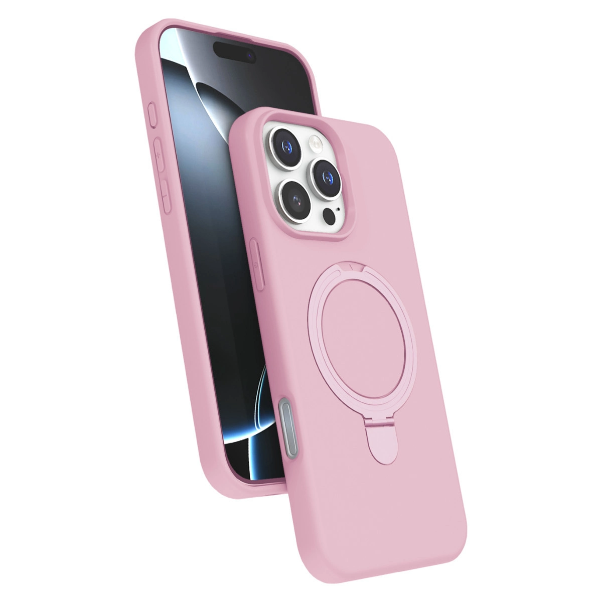 Telefon üzerinde halka tutuculu pembe telefon kılıfı