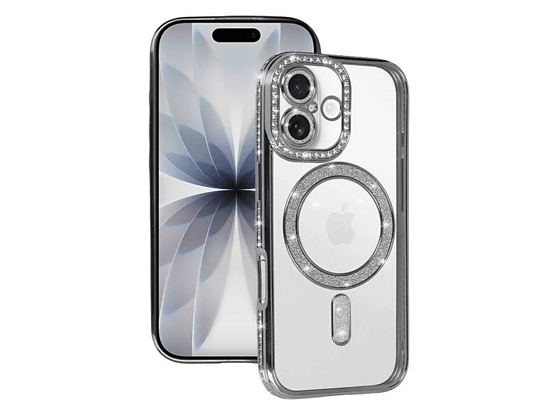 EVIMDEYOKYOK iPhone 17 Uyumlu Joke Simli Magneticsafe Telefon Kılıfı Gümüş