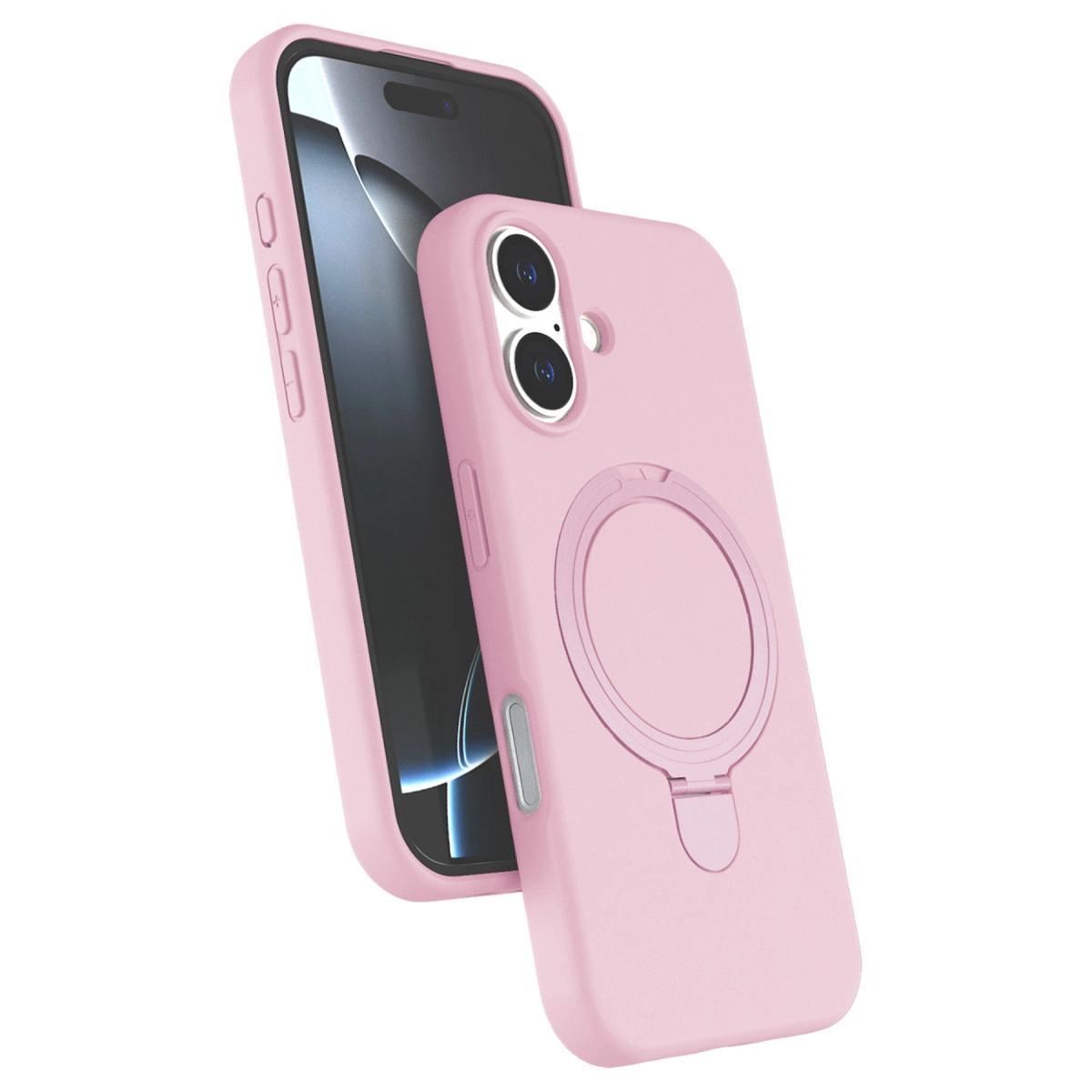 NEWFACE iPhone 16 Plus Uyumlu Regal Magsafe Standlı Kapak Telefon Kılıfı Açık Pembe
