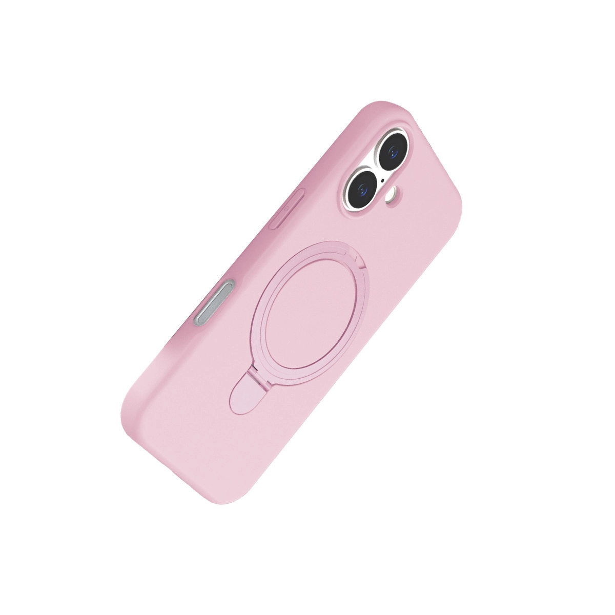 Halka tutuculu ve kamera kesimli pembe telefon kılıfı.