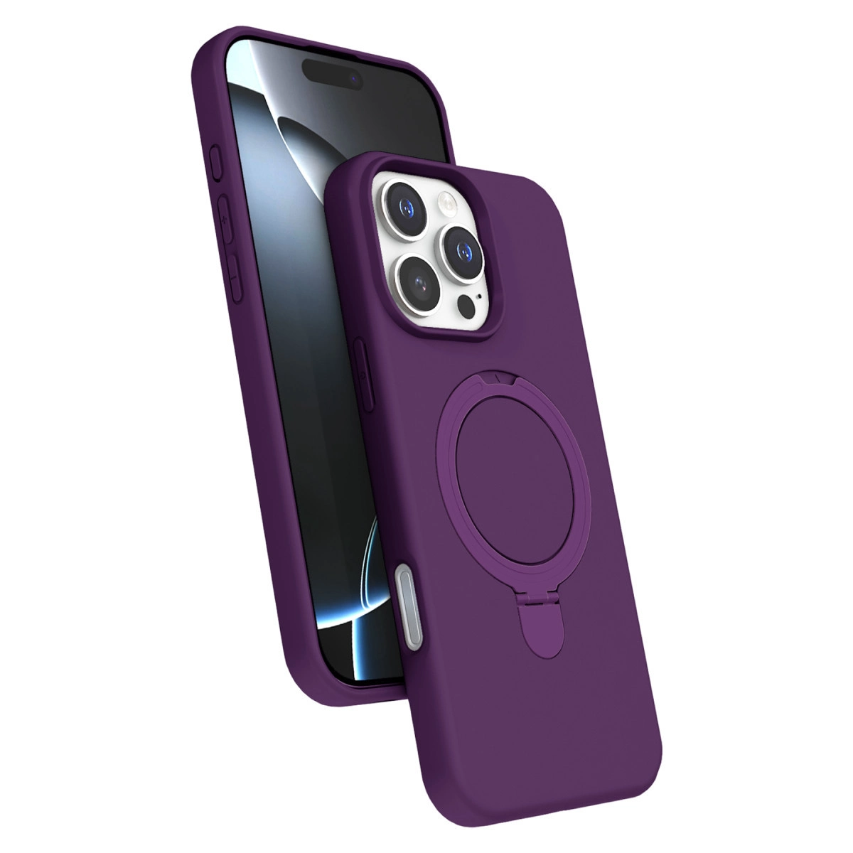 NEWFACE iPhone 16 Pro Uyumlu Regal Magsafe Standlı Kapak Telefon Kılıfı Derin Mor