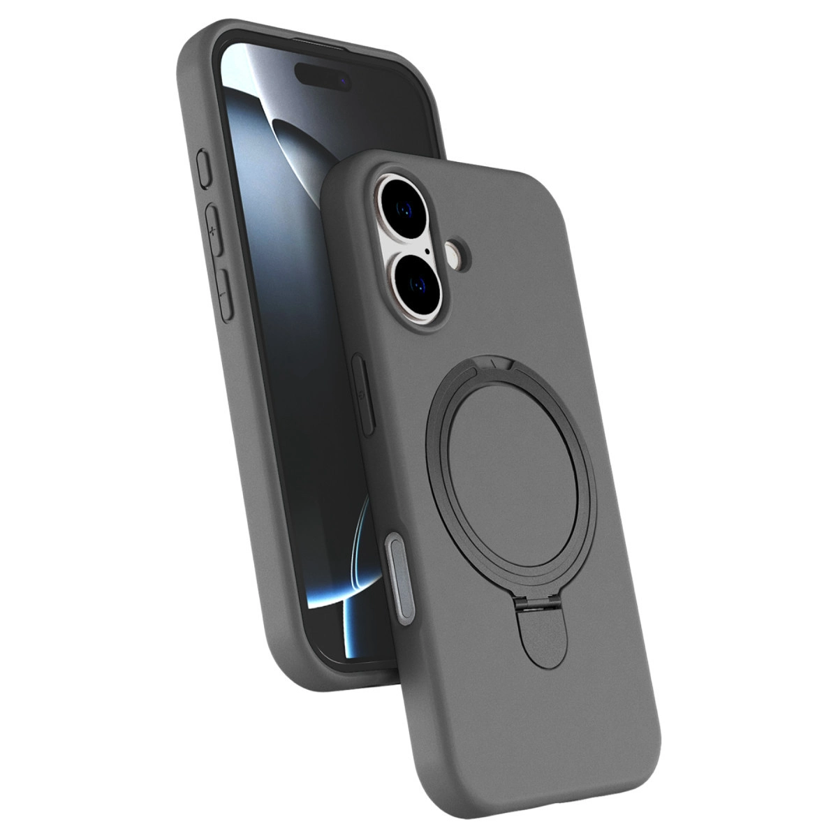 NEWFACE iPhone 16 Plus Uyumlu Regal Magsafe Standlı Kapak Telefon Kılıfı Titan Gri