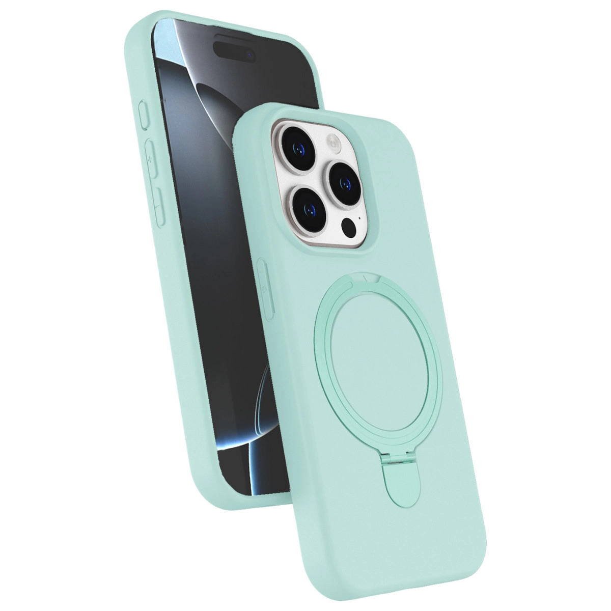 NEWFACE iPhone 14 Pro Max Uyumlu Regal Magsafe Standlı Kapak Telefon Kılıfı Su Yeşili