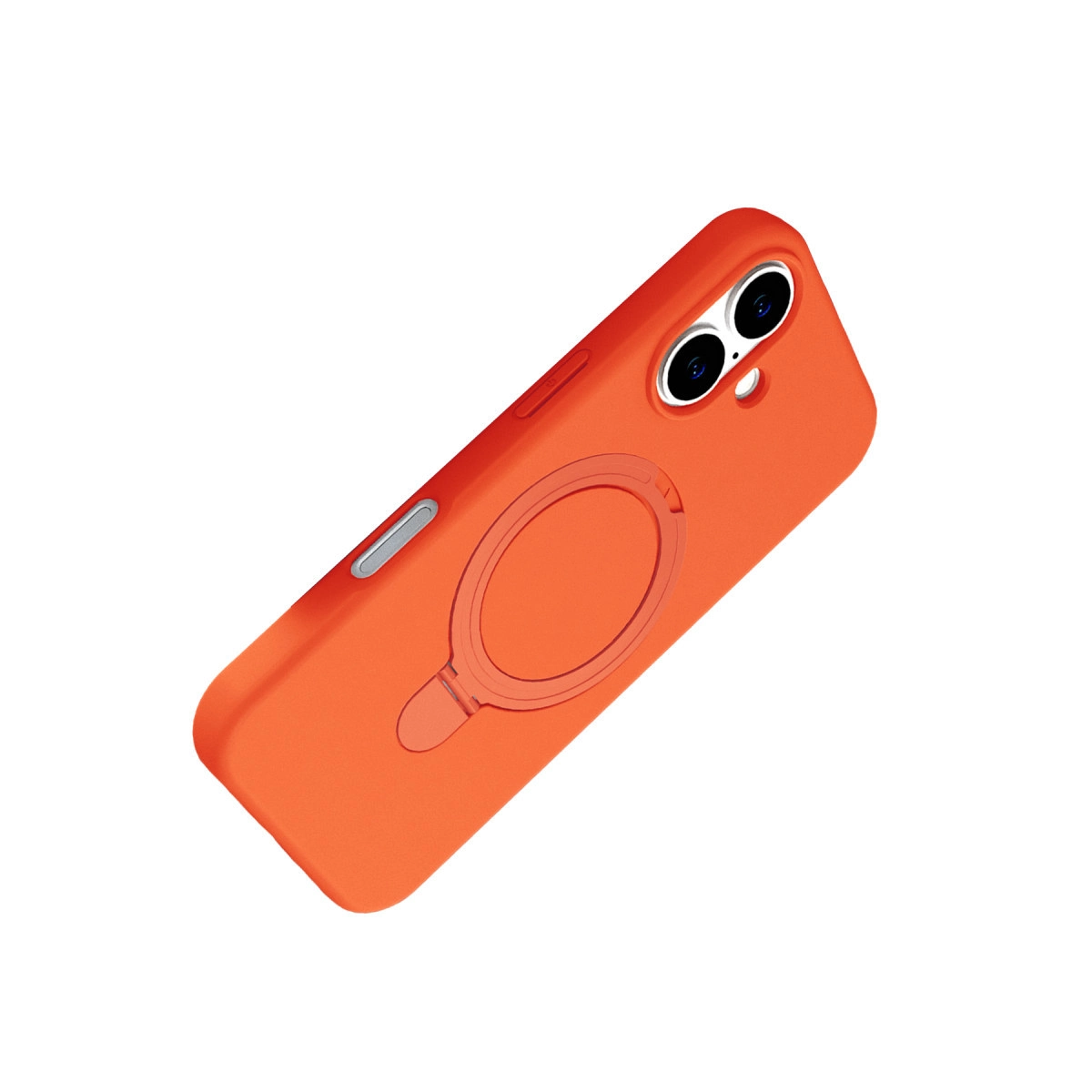 Halka tutuculu ve kamera kesimli turuncu telefon kılıfı.