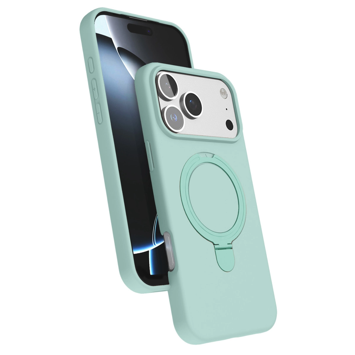 NEWFACE iPhone 17 Pro Uyumlu Regal Magsafe Standlı Kapak Telefon Kılıfı Su Yeşili