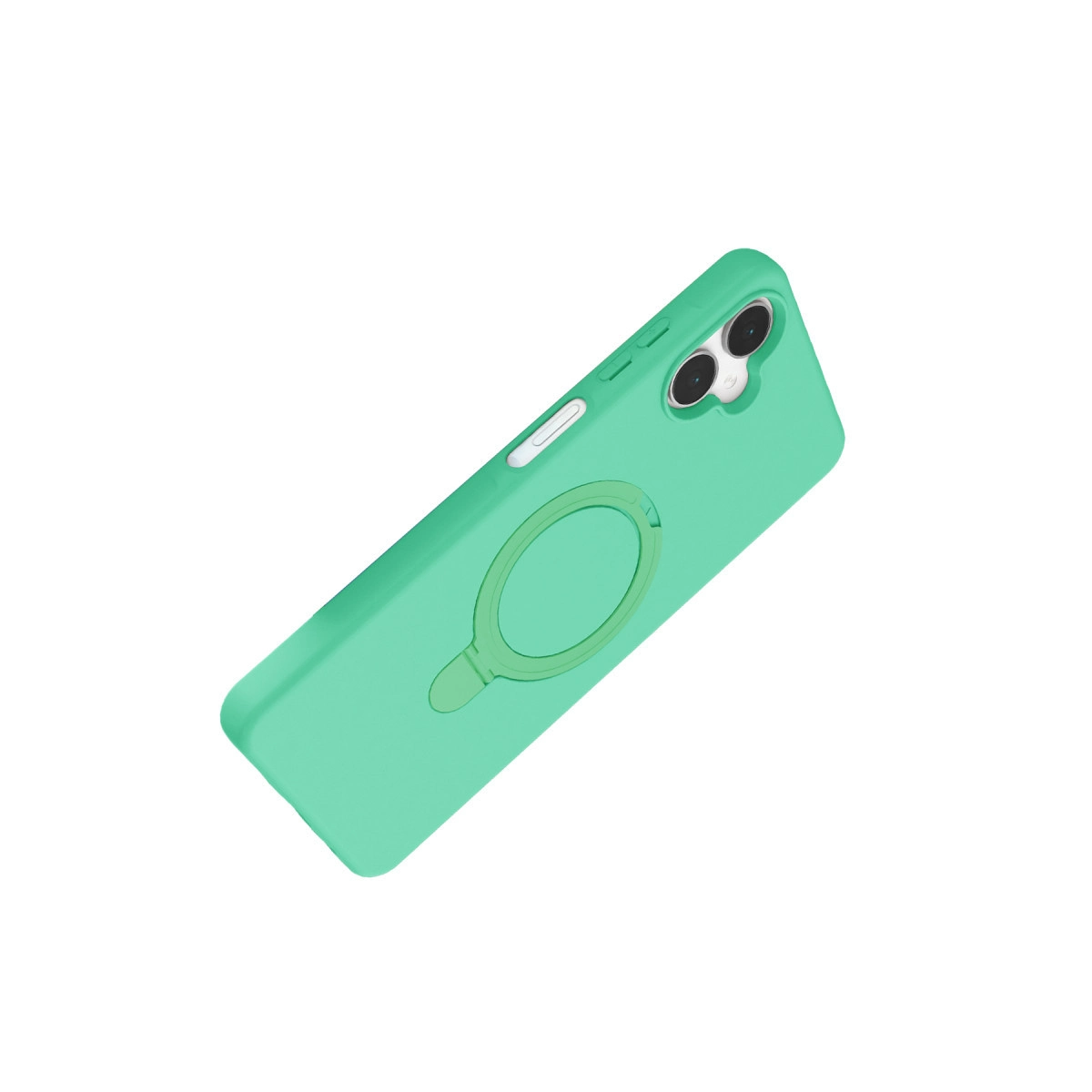 Halka tutuculu yeşil telefon kılıfı ve kamera lensleri.