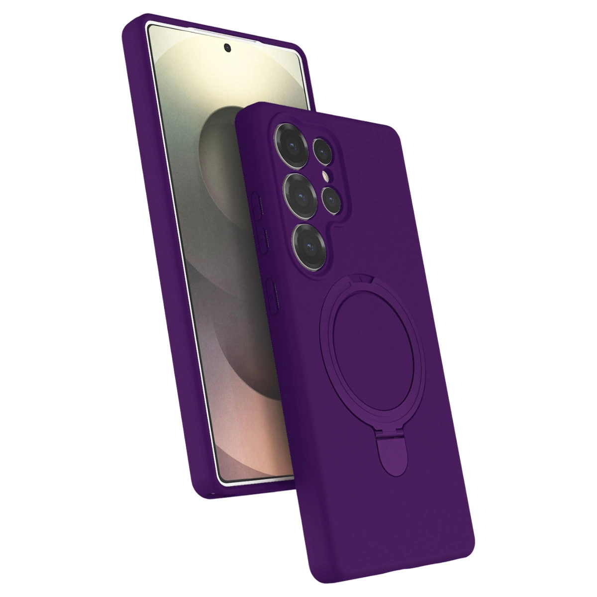 NEWFACE Samsung Galaxy S25 Ultra Uyumlu Regal Magsafe Standlı Kapak Telefon Kılıfı Derin Mor