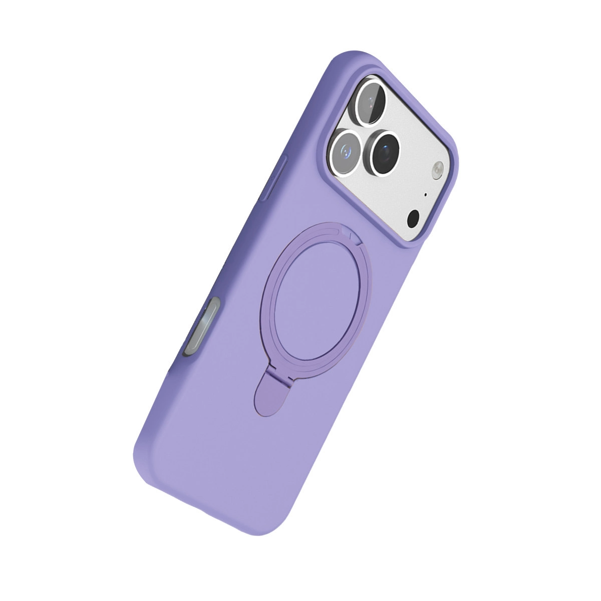 Halka tutuculu ve kamera kesimli mor iPhone kılıfı.