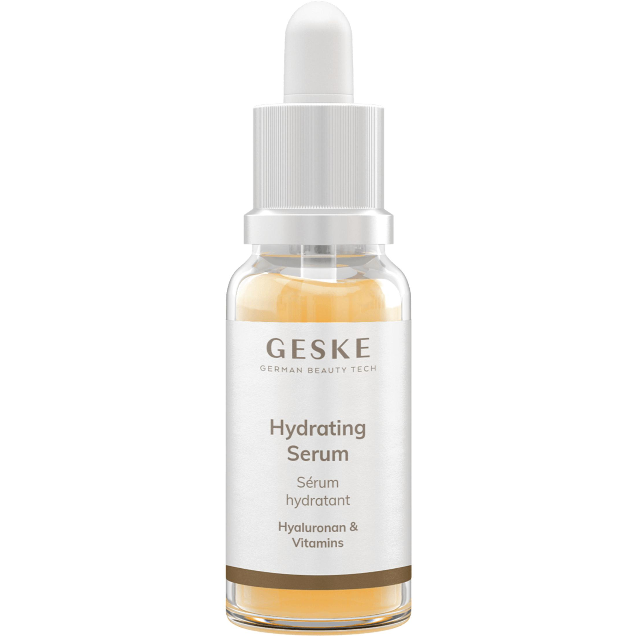 Beyaz damlalıklı kapaklı, sarı serum içeren şeffaf şişe.