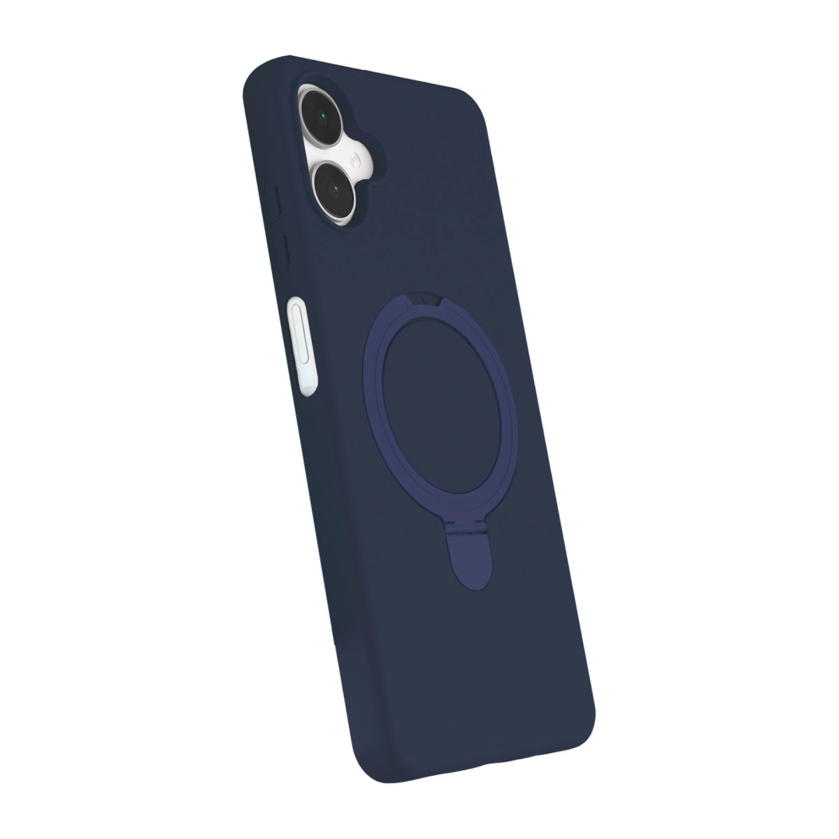 Halka tutuculu ve kamera kesimli lacivert telefon kılıfı.
