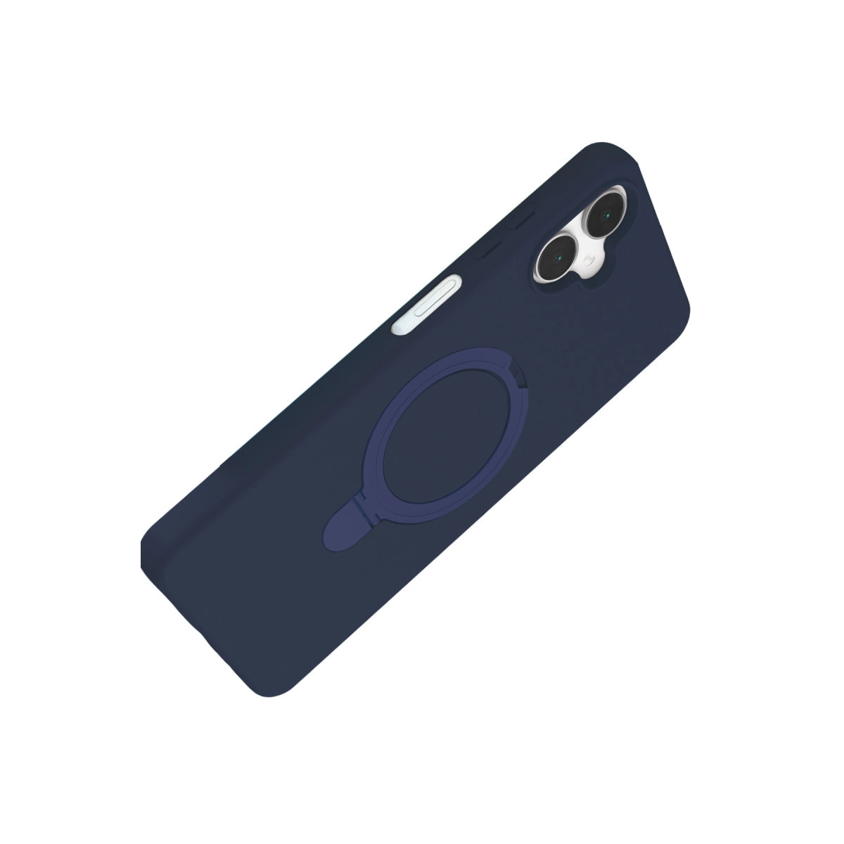 Halka tutuculu ve iki kamera lensli lacivert telefon kılıfı.
