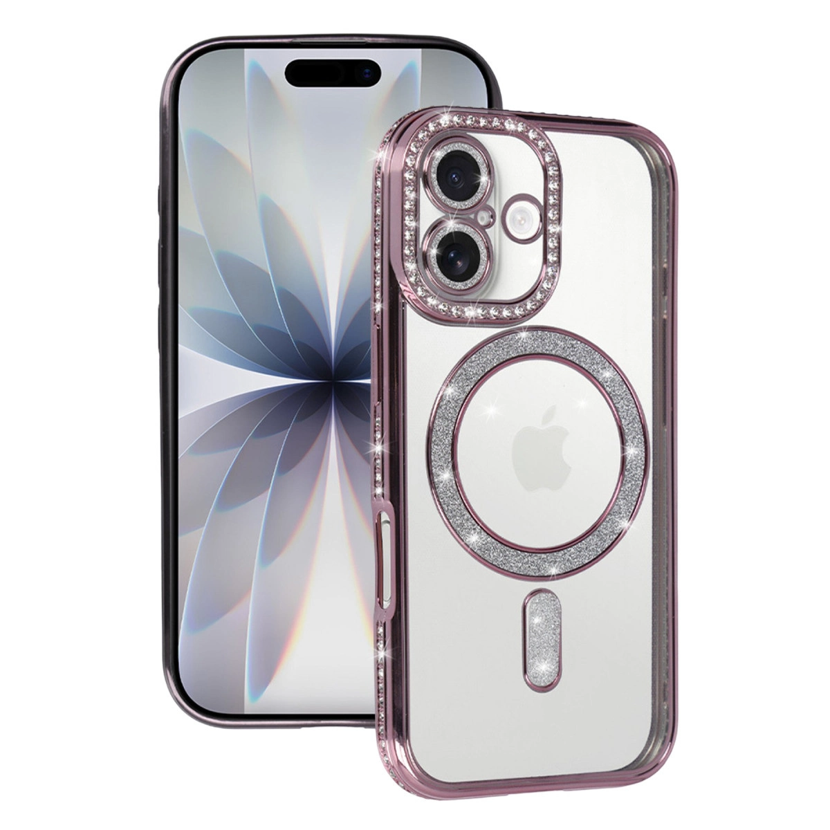NEWFACE iPhone 17 Uyumlu Joke Simli Magneticsafe Telefon Kılıfı Pembe