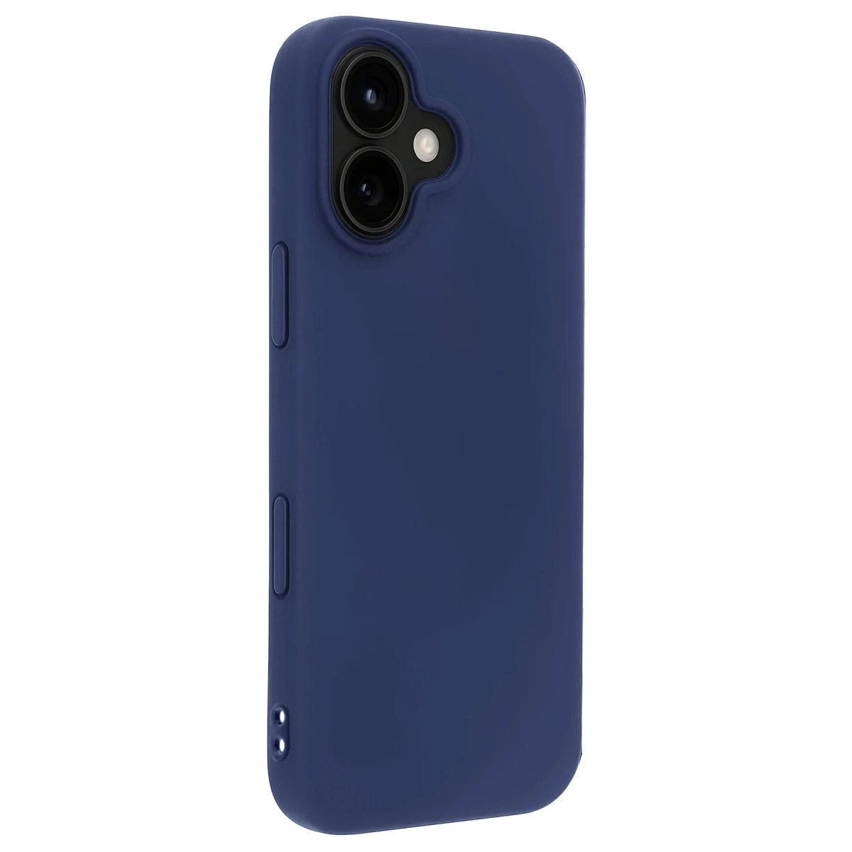İki kamera lensi ve flaşlı lacivert telefon kılıfı.