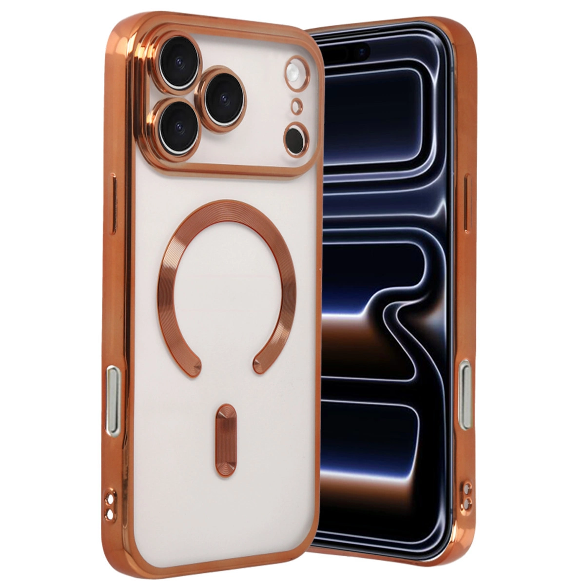 NEWFACE iPhone 17 Pro Max Uyumlu Kross Magneticsafe Kapak Telefon Kılıfı Turuncu