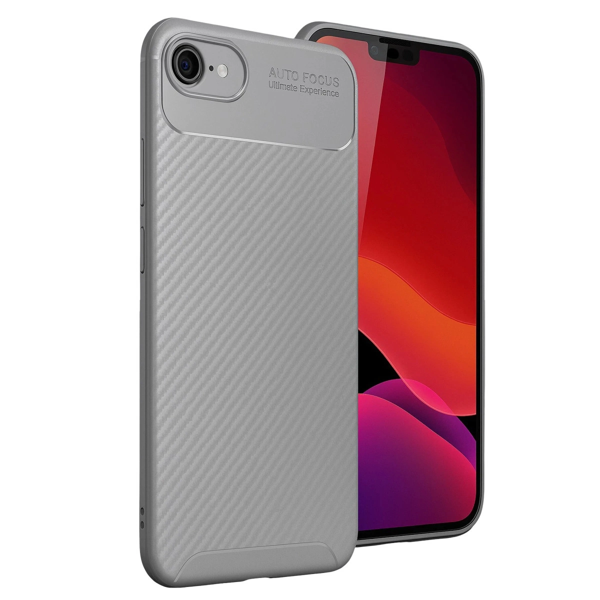 NEWFACE iPhone 16e Uyumlu Auto Focus Karbon Kapak Telefon Kılıfı Gri