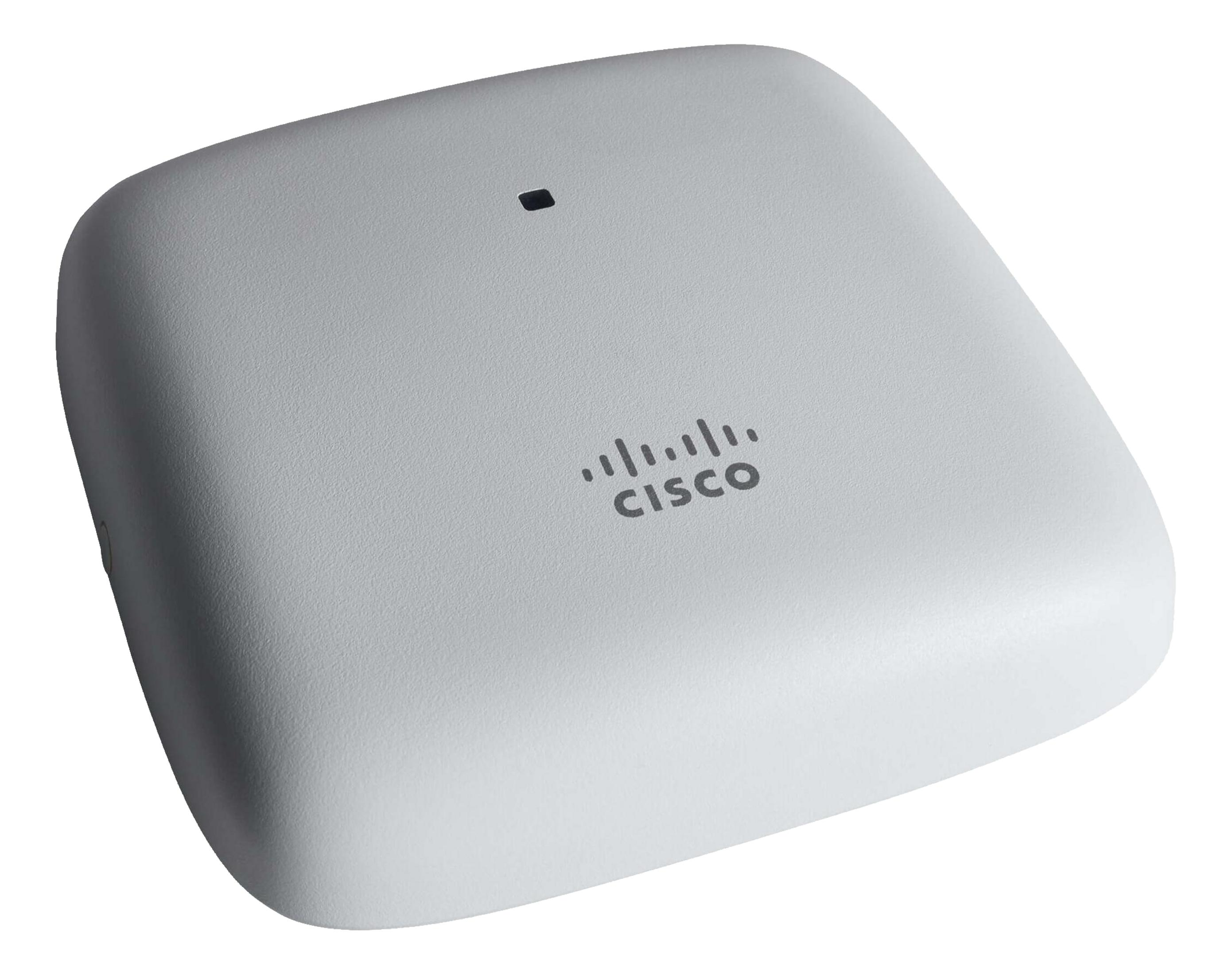 Szary punkt dostępowy Cisco z małą czarną kropką i logo.
