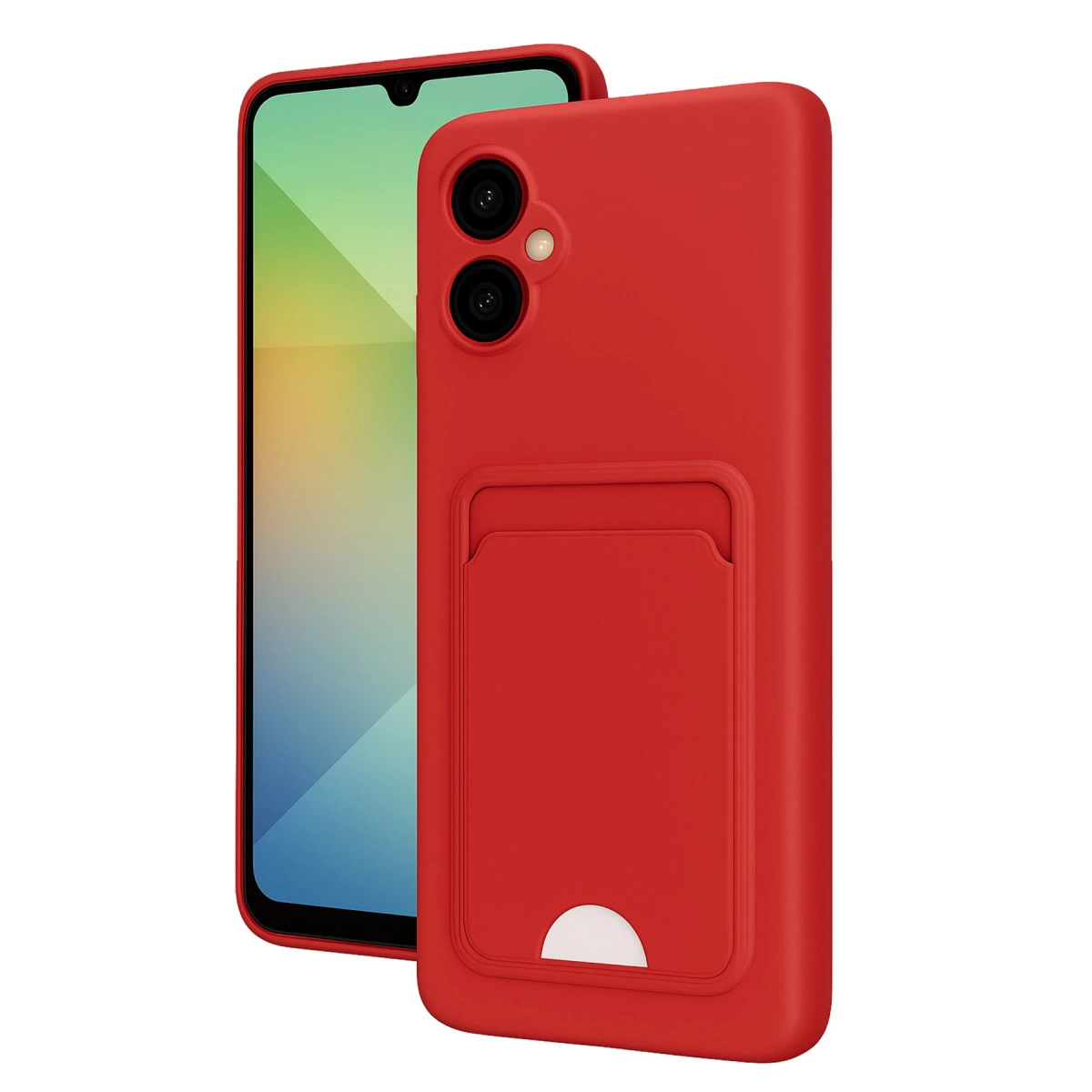 NEWFACE Samsung Galaxy A06 Uyumlu Kelvin Kartvizitli Silikon Telefon Kılıfı Kırmızı