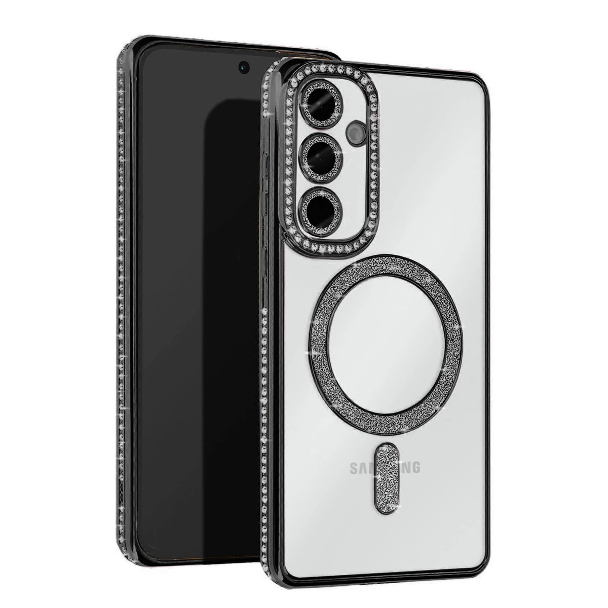 NEWFACE Samsung Galaxy S25 Uyumlu Joke Simli Magneticsafe Telefon Kılıfı Siyah