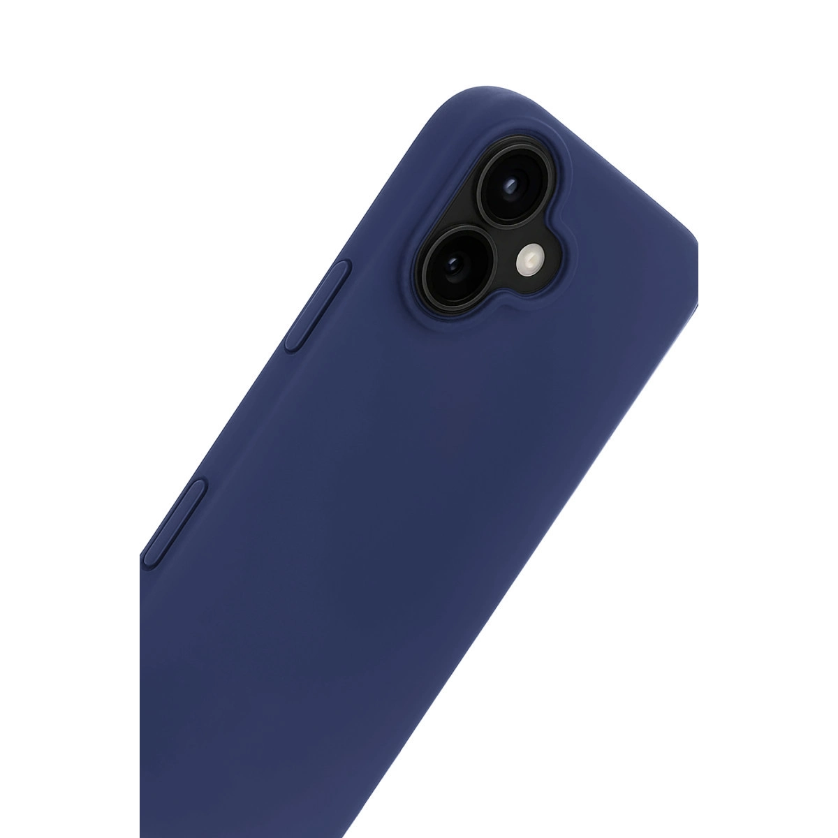 Çift kameralı ve flaşlı lacivert telefon kılıfı.