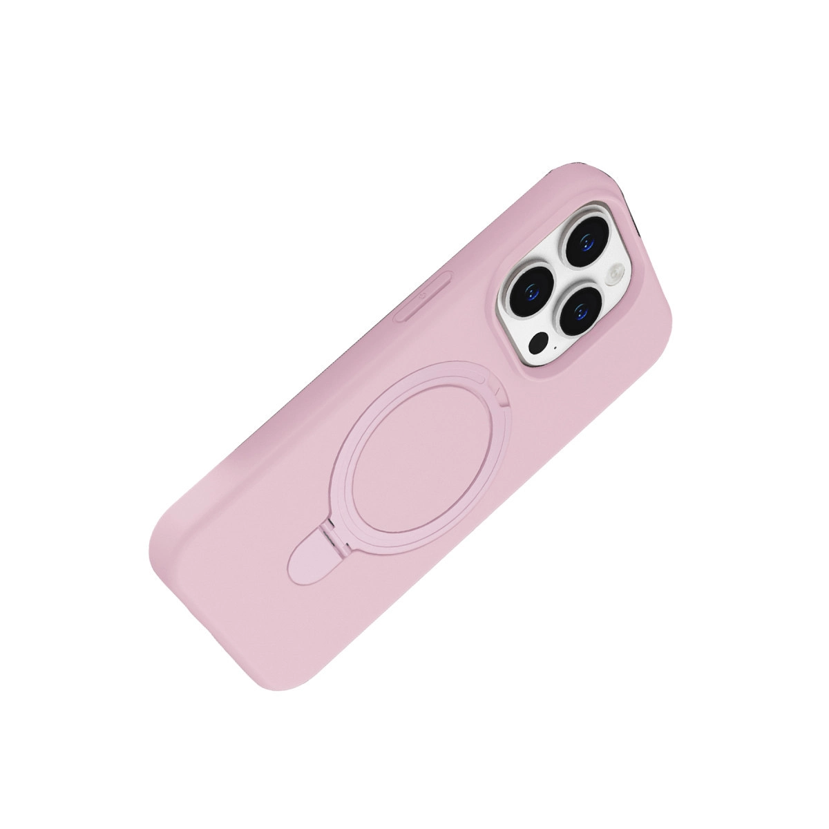 Halka tutuculu ve kamera kesimli pembe telefon kılıfı.
