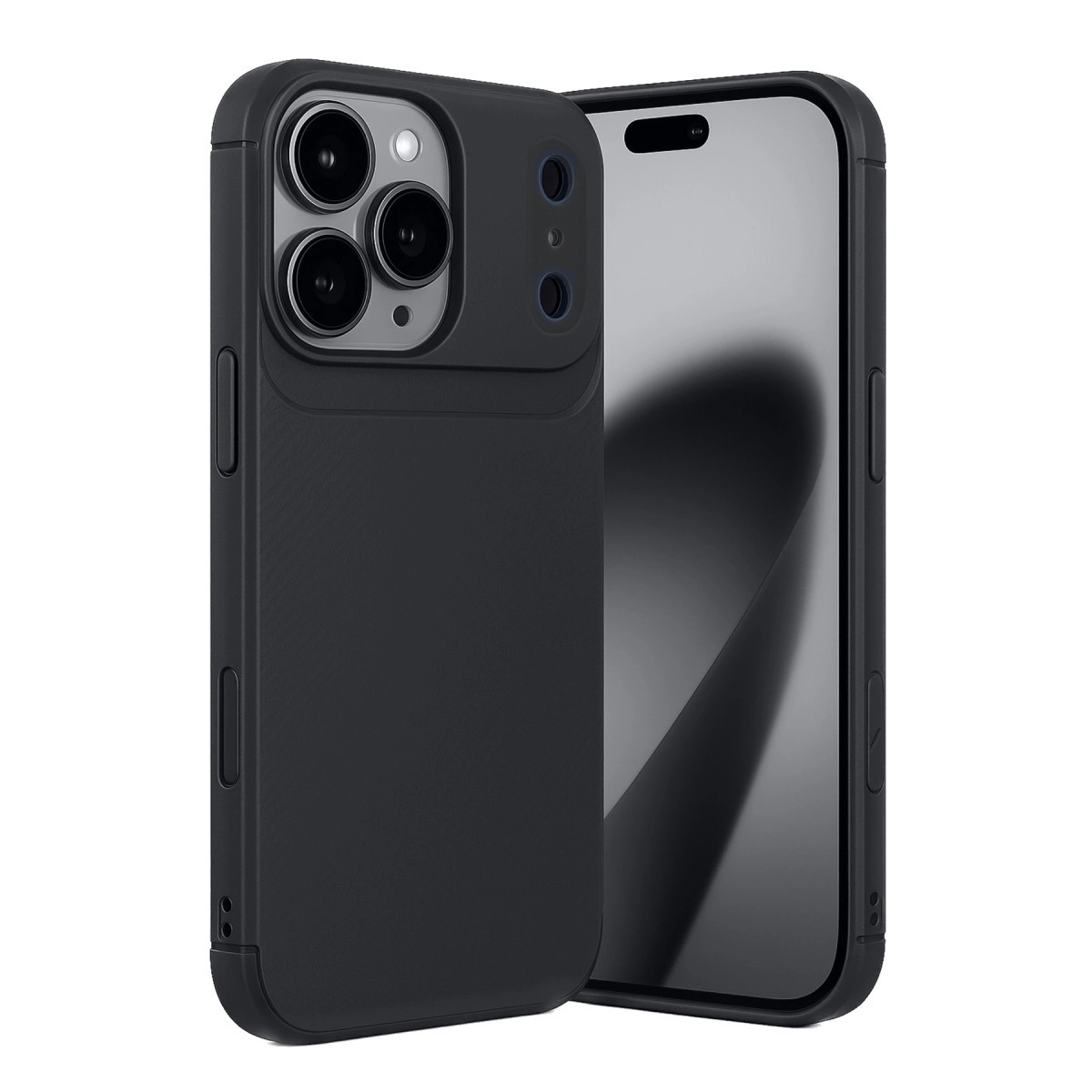 Kamera modüllü ve akıllı telefon parçalı siyah telefon kılıfı.