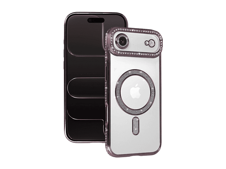 NEWFACE iPhone 17 Air Uyumlu Joke Simli Magneticsafe Telefon Kılıfı Pembe