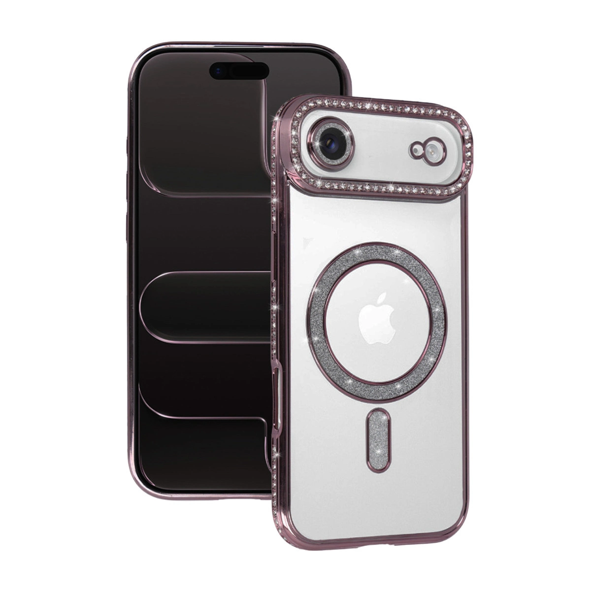 NEWFACE iPhone 17 Air Uyumlu Joke Simli Magneticsafe Telefon Kılıfı Pembe