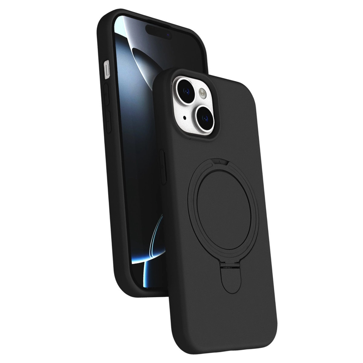 NEWFACE iPhone 15 Plus Uyumlu Regal Magsafe Standlı Kapak Telefon Kılıfı Siyah