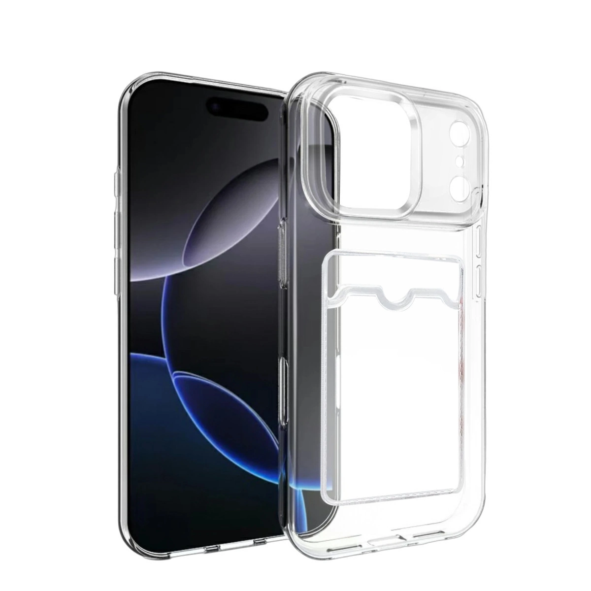 NEWFACE iPhone 17 Pro Max Uyumlu Kart Şeffaf Silikon Telefon Kılıfı Şeffaf