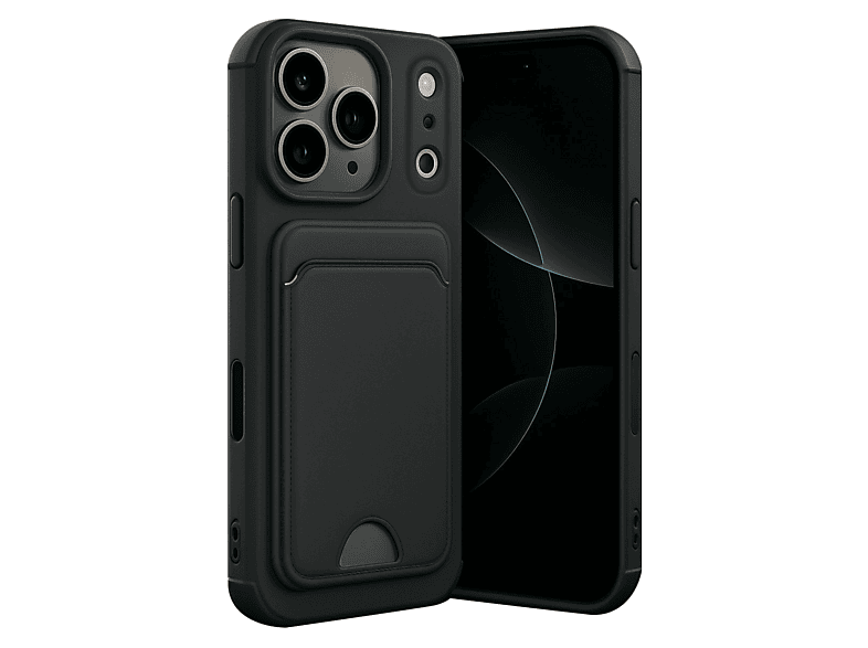 NEWFACE iPhone 17 Pro Uyumlu Kelvin Kartvizitli Silikon Telefon Kılıfı Siyah