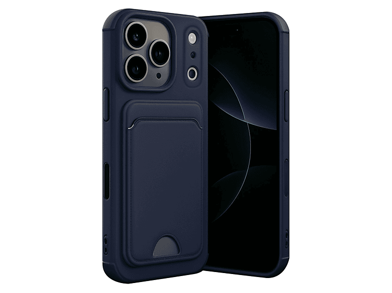 NEWFACE iPhone 17 Pro Uyumlu Kelvin Kartvizitli Silikon Telefon Kılıfı Lacivert