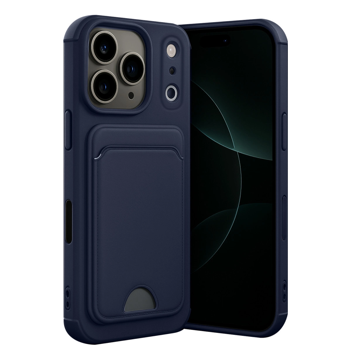 NEWFACE iPhone 17 Pro Uyumlu Kelvin Kartvizitli Silikon Telefon Kılıfı Lacivert