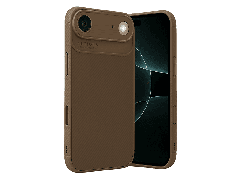 NEWFACE iPhone 17 Air Uyumlu Auto Focus Karbon Kapak Telefon Kılıfı Kahverengi