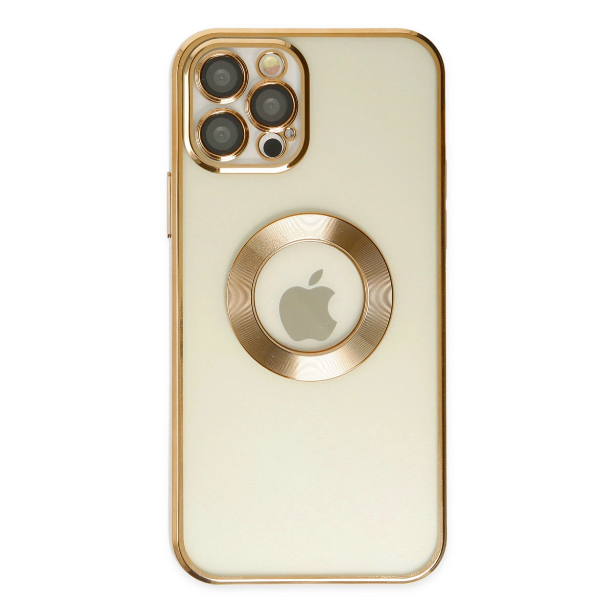 NEWFACE iPhone 12 Pro Uyumlu Slot Silikon Telefon Kılıfı Gold