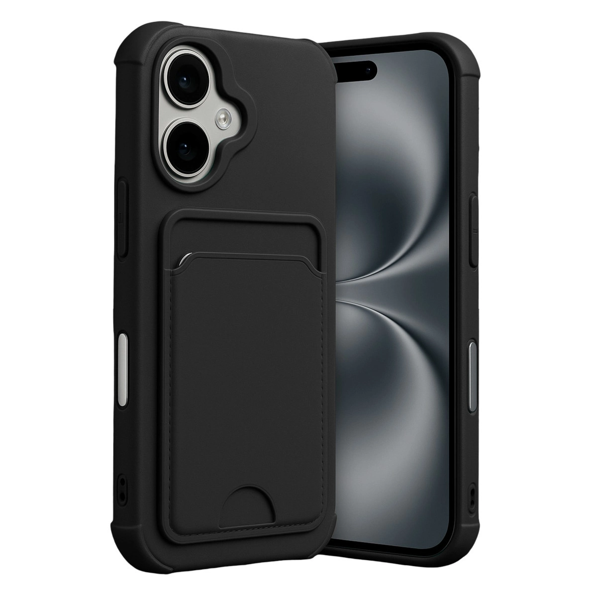 NEWFACE iPhone 17 Uyumlu Kelvin Kartvizitli Silikon Telefon Kılıfı Siyah