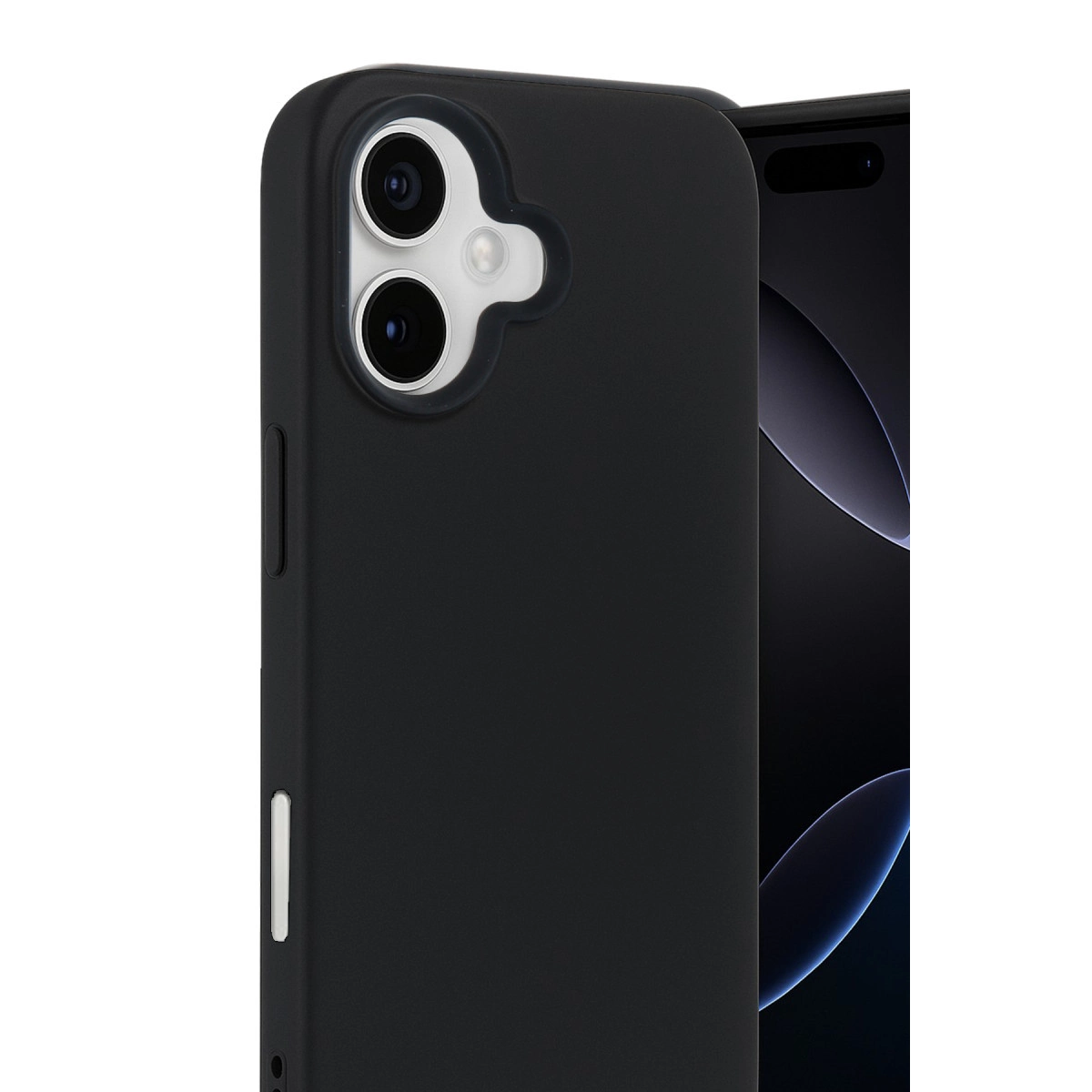 Detaylı siyah telefon, iki kamera ve flaş.