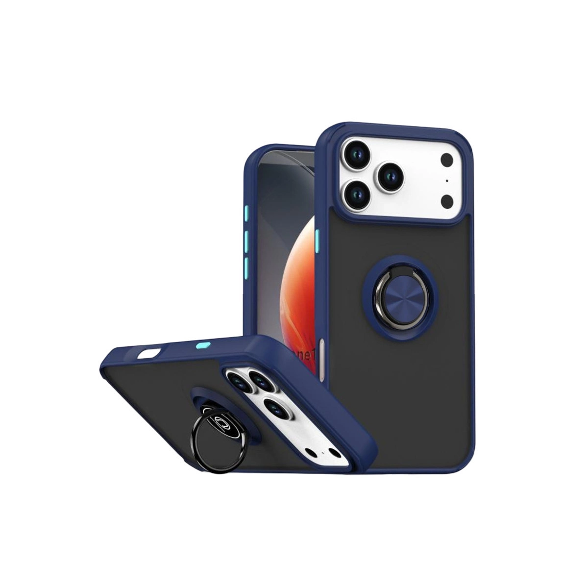 NEWFACE iPhone 17 Pro Uyumlu Montreal Yüzüklü Silikon Kapak Telefon Kılıfı Lacivert