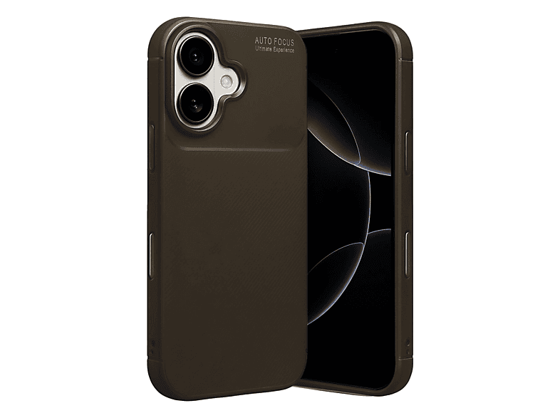 NEWFACE iPhone 17 Uyumlu Auto Focus Karbon Kapak Telefon Kılıfı Kahverengi