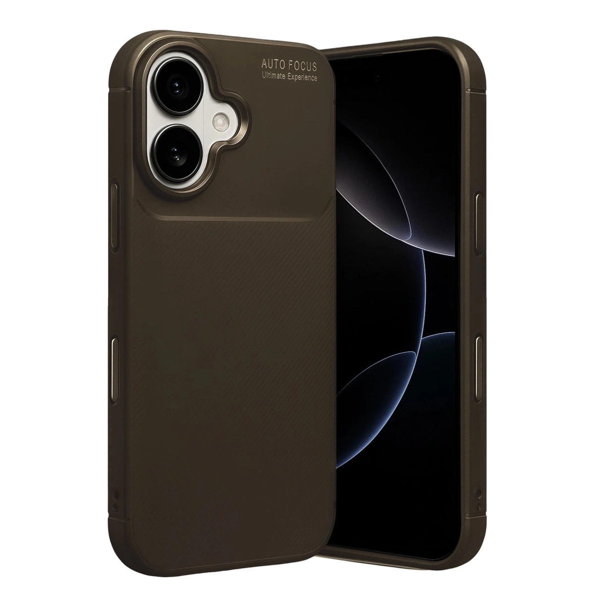 NEWFACE iPhone 17 Uyumlu Auto Focus Karbon Kapak Telefon Kılıfı Kahverengi