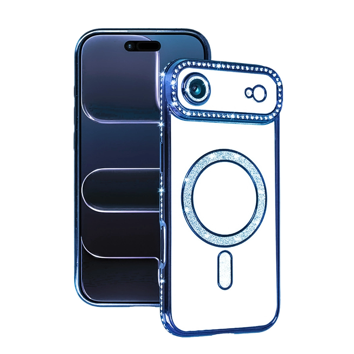 NEWFACE iPhone 17 Air Uyumlu Joke Simli Magneticsafe Telefon Kılıfı Mavi